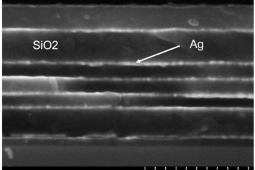 Scanning electron micorscope image of an epsilon-near zero multilaye stack consisting of alternating silica and metal layers.